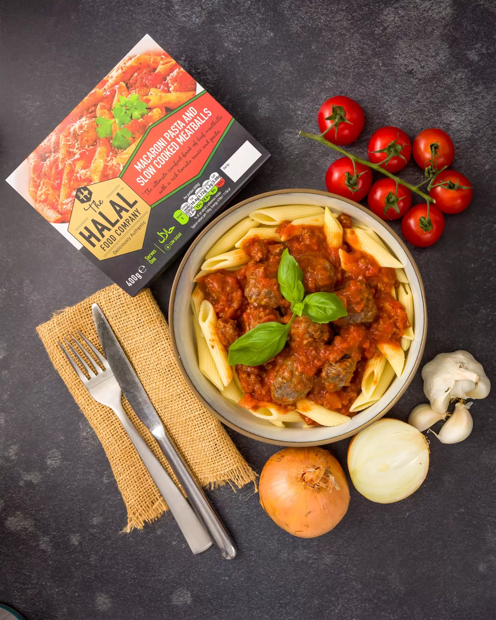 Beef Meatballs with Macaroni Pasta and Tomato Sauce
